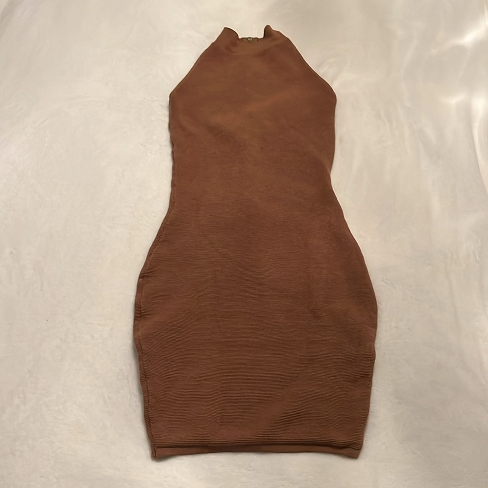Sleeveless Bodycon Dress - tan/brown